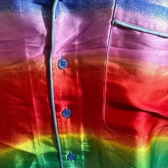Nordstrom BP Size M Satin Pajama Top Shirt Red Multi Rainbow Ombre NEW - Picture 7 of 11